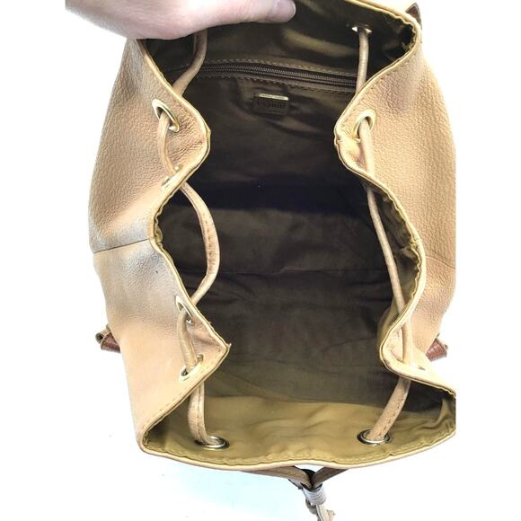 Gianfranco Ferre Distressed Leather Reptile Accent Drawstring Backpack - Picture 5 of 10